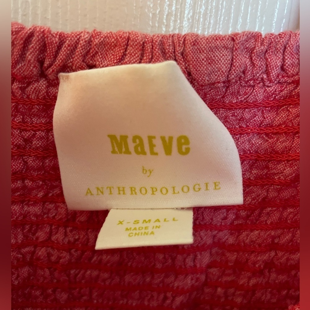 Maeve by Anthropologie Schuyler Smocked Peplum Blouse Size XS - Picture 3 of 5
